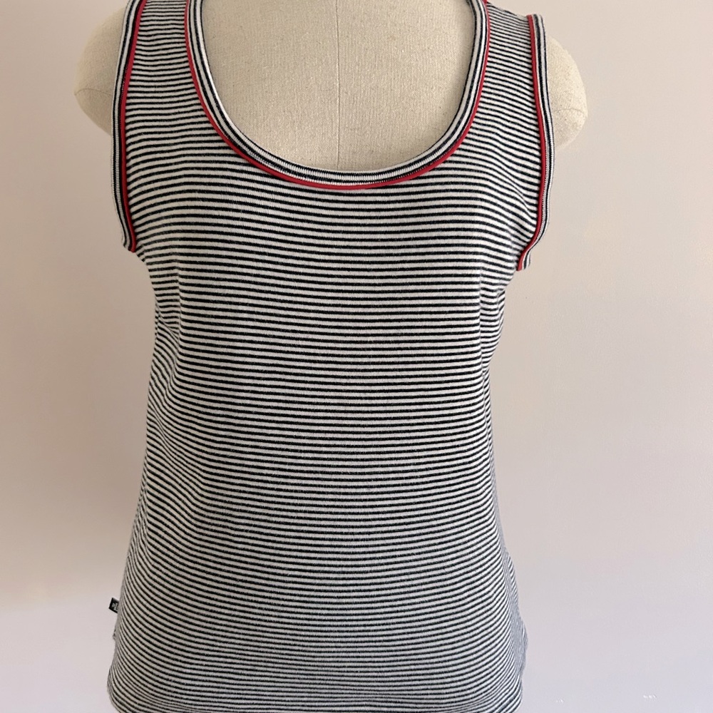 Lauren Striped Tank Top with Red Accents, size large